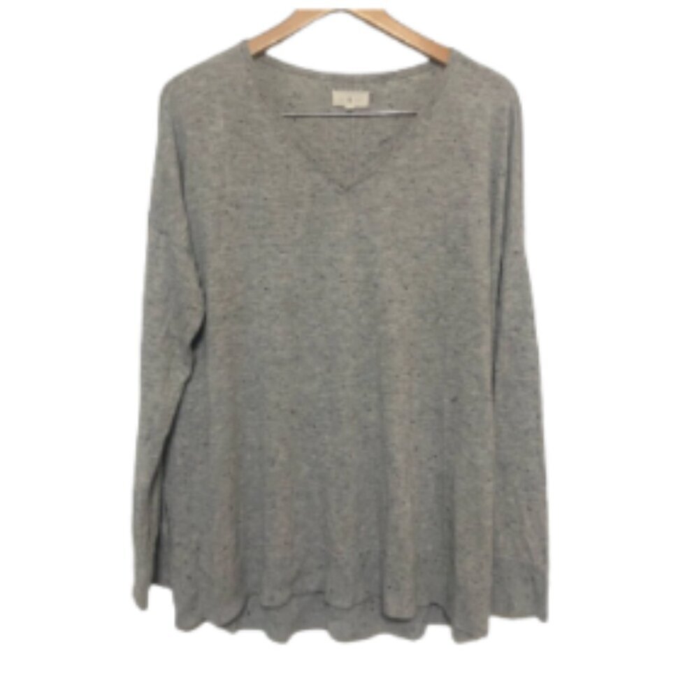 Lou & Grey v neck textured relaxed fit drop shoulder lightweight sweater XL